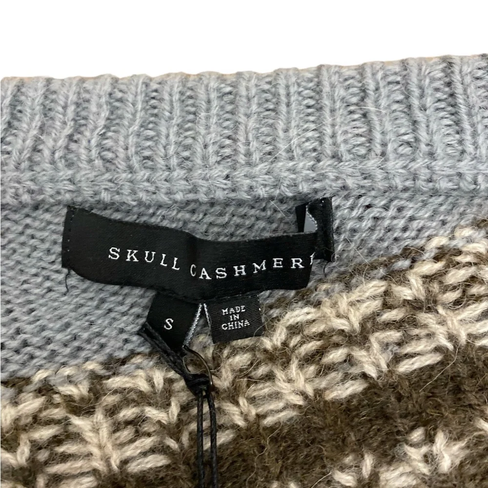 Skull Cashmere Lilian V-Neck Alpaca Wool Fair Isle Print Sweater Sz M - Picture 13 of 16